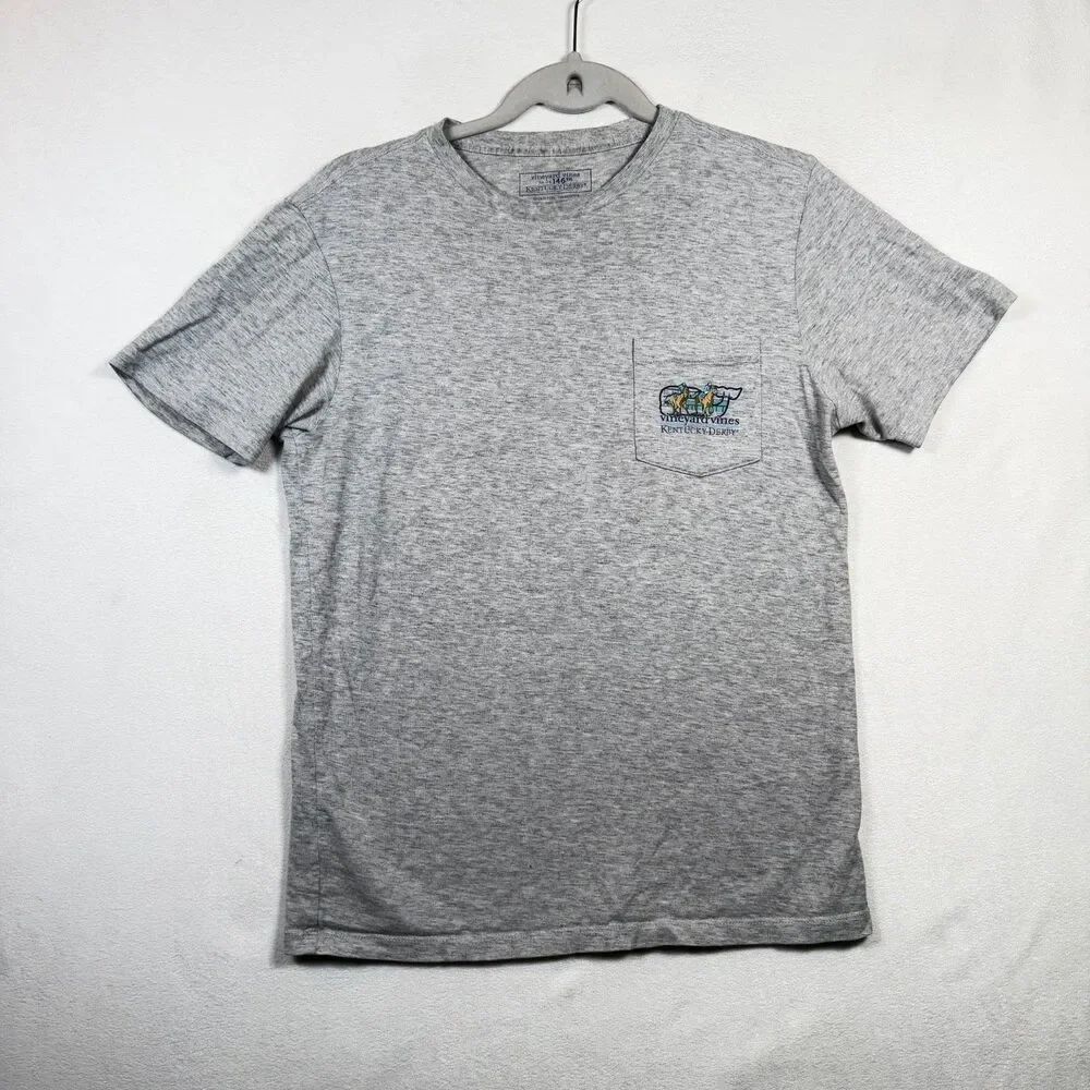 Vineyard Vines 146th Kentucky Derby Pocket Tee Gray XS Horse Racing Shirt